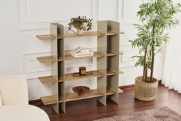 Hanah Home Shb-017-B Estantería de Metal y MDF en Color Topo